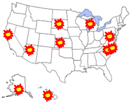 GYN Cancer Center of Excellence US Map with Indicators